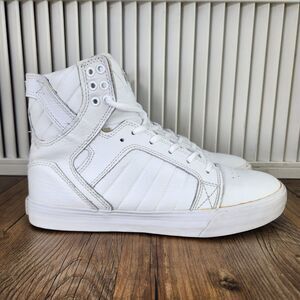 Supra Muska 001 Skytop Mens Size 8 White Leather High Top Fashion Sneakers Shoes